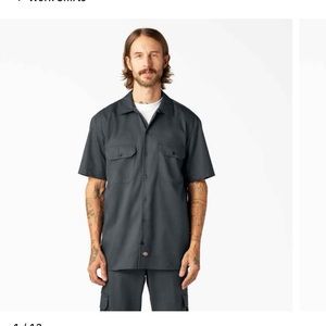 Dickies Flex Relaxed Fit Short Sleeve Button Down Work Shirt Gray XL